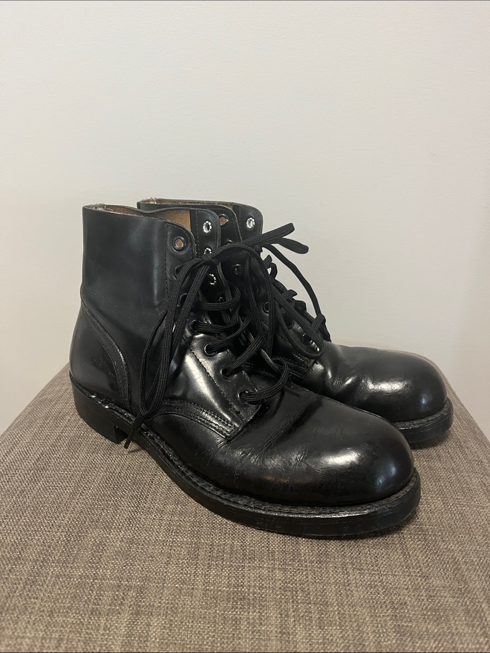 Biltrite Black Leather Lace-Up Work Boots 6E